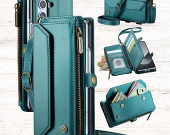 Crossbody Leather Wallet Samsung Galaxy Z Fold 7 Case - Card Slots & S Pen Holder.