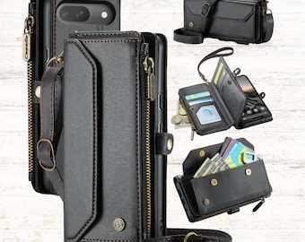 Crossbody Leather Wallet Case for Google Pixel 10 Pro XL – Magnetic Cover with Strap.