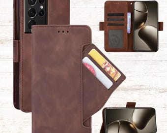 Luxury Leather Wallet Samsung Galaxy S25 Ultra Case | Protect Cover with Multi Card Slots