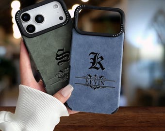 Personalized Leather iPhone 17 16 Pro Max Case | Matte Lambskin Letters Name Engraved Cover