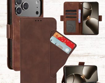 Luxury Leather Wallet iPhone 17 Pro Max Case - Protect Cover with Multi Card Slots