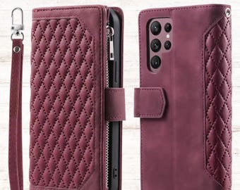 Crossbody Leather Wallet Samsung Galaxy S25 Case  – Purse with Card Slots & Straps