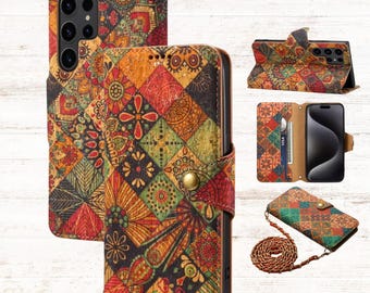 Crossbody Leather Wallet Samsung Galaxy S25 Ultra Case - Card Slot, Flip Cover.