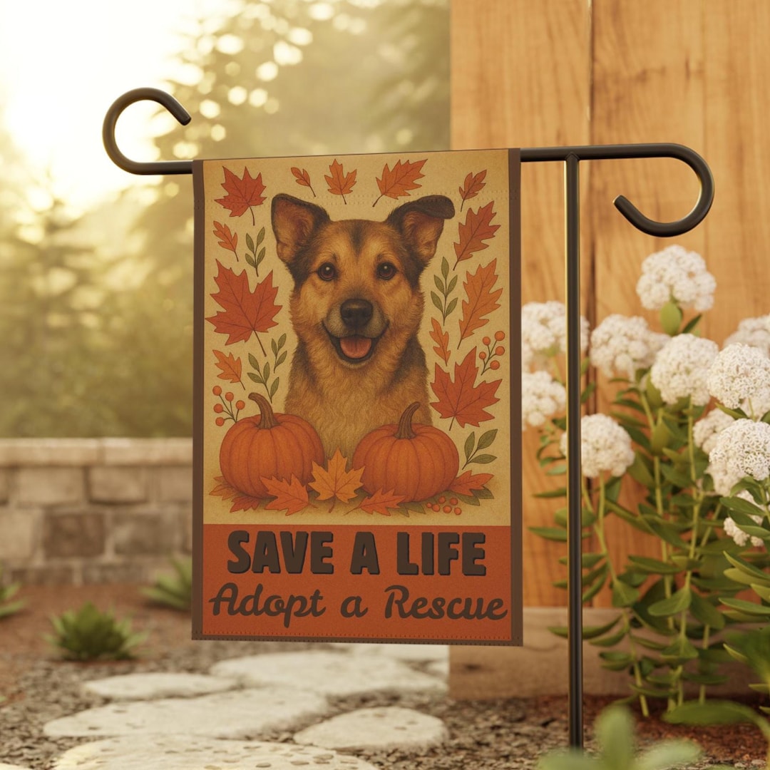 Autumn Pet Adoption Garden Banner: Animal Rescue Awareness, Fall Decor ...