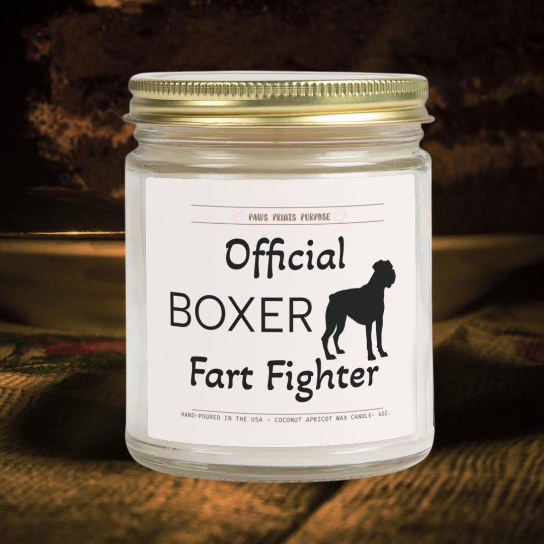 Official Boxer Fart Fighter Funny Scented Candle, Gift for Dog Lovers ...