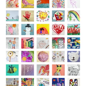 Colagem de arte infantil editável | Modelo de pôster de arte personalizado 24x36, exibição de arte de galeria infantil faça você mesmo para sala de jogos ou sala de estar