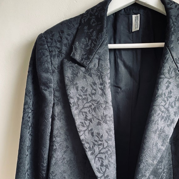 Vintage black jacquard blazer floral print small m