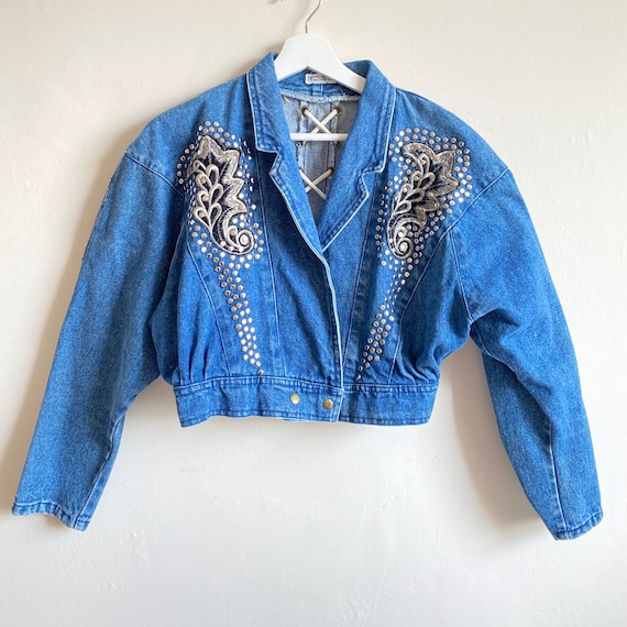 80's bedazzled jean best sale jacket