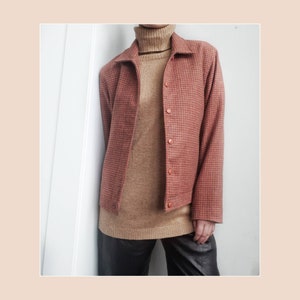Brown Beige Orange Short Vintage Wool Jacket