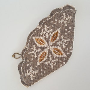 SALE Vintage Gold Glass Beaded Clutch Coin Purse Pouch