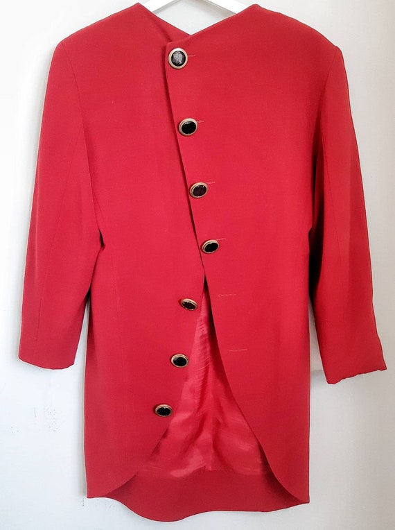 Gianfranco Ferré, Gianfranco Ferre Asymmetrical Women Vintage Red Wool Blazer Jacket