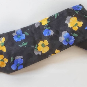 Givenchy Vintage Mens Silk Necktie Black Floral Pattern