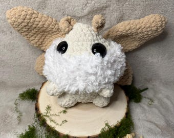 Crochet Moth Plush, Handmade Stuffed Animal, Fantasy Amigurumi GIft