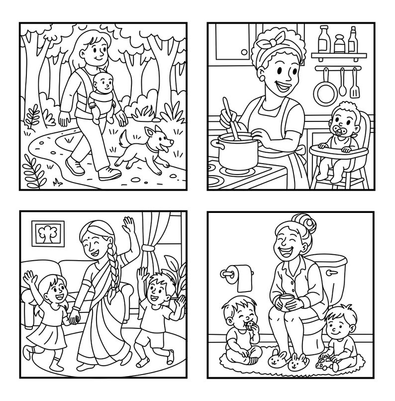 Real Mom Life Coloring Book | Funny & Cozy Motherhood Gift | 30 Comfy Cute Pages for Moms | Digital Download | Perfect Mom Self-Care