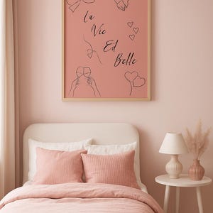 La Vie Est Belle Wall Art – Minimalist French Quote Poster – Instant Download – Romantic Line Art Printable Decor