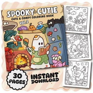 Coco Wyo Spooky Cutie Vol. 2 Coloring Book PDF, 30 Digital Printable Pages, Instant Download For Kids & Adults, Bold and Easy Coloring Book