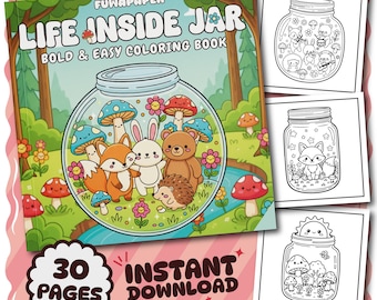Life Inside Jar Coloring Book: 30 Bold Easy Pages (Digital Download)