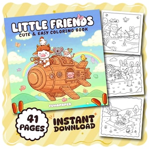 Little Friends Coloring Book PDF, 41 Digital Printable Pages, Instant Download For Kids & Adults, Coco Wyo