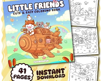 Little Friends Coloring Book PDF, 41 Digital Printable Pages, Instant Download For Kids & Adults, Coco Wyo