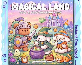 Magical Land PDF Coloring Book: 38 Digital Printable Pages, Instant Download For Kids & Adults