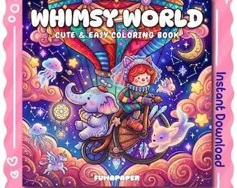 Whimsy World PDF Coloring Book: 38 Digital Printable Pages, Instant Download For Kids & Adults
