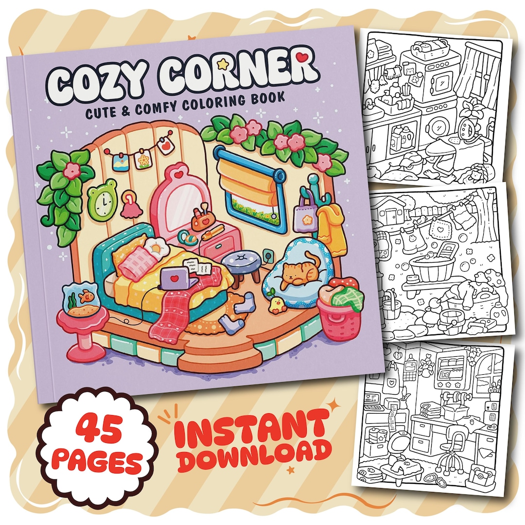 Coco Wyo Cozy Corner Coloring Book PDF, 45 Digital Printable Pages ...