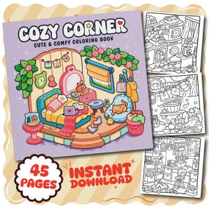 Coco Wyo Cozy Corner Coloring Book PDF, 45 Digital Printable Pages, Instant Download For Kids & Adults, Bold and Easy Coloring Book