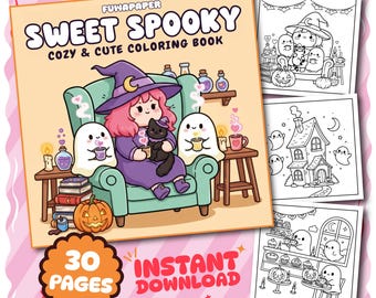 Sweet Spooky PDF Coloring Book: 30 Digital Printable Pages, Instant Download For Kids & Adults