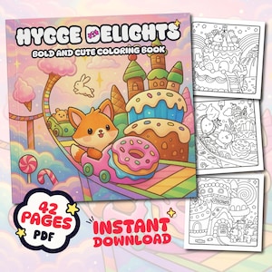 Hygge Delight Coloring Book, 42 Digital Printable Pages PDF, Instant Download For Kids & Adults, Bold and Easy Coloring Book, Coco Wyo