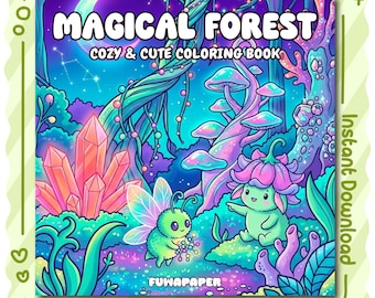 Magical Forest PDF Coloring Book: 34 Digital Printable Pages, Instant Download For Kids & Adults