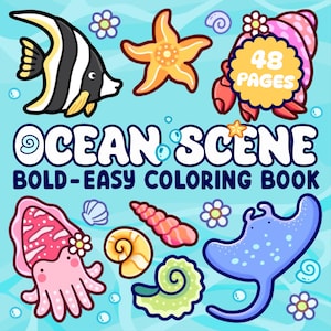 Coco Wyo Ocean Scene Coloring Book PDF, 48 Digital Printable Pages, Instant Download For Kids & Adults, Bold and Easy Coco Wyo Coloring Book