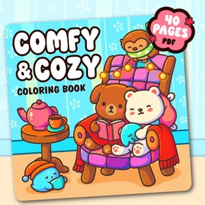 Cozy Friends Coloring Book PDF, 40 Digital Printable Pages, Instant Download For Kids & Adults, Coco Wyo  Bold and Easy Coloring Book