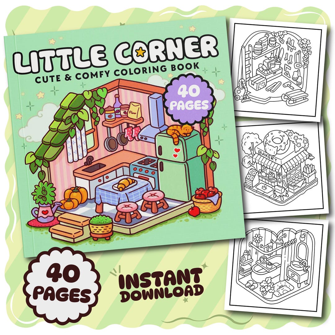 Coco Wyo Little Corner Coloring Book PDF, 40 Digital Printable Pages ...