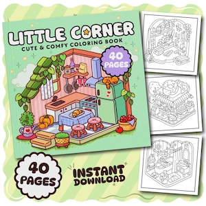 Coco Wyo Little Corner Coloring Book PDF, 40 Digital Printable Pages, Instant Download For Kids & Adults, Bold and Easy Coloring Book
