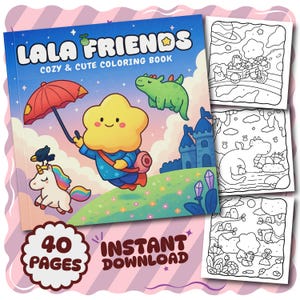 Coco Wyo Lala Friends Coloring Book PDF, 40 Digital Printable Pages, Instant Download For Kids & Adults, Bold and Easy Coloring Book