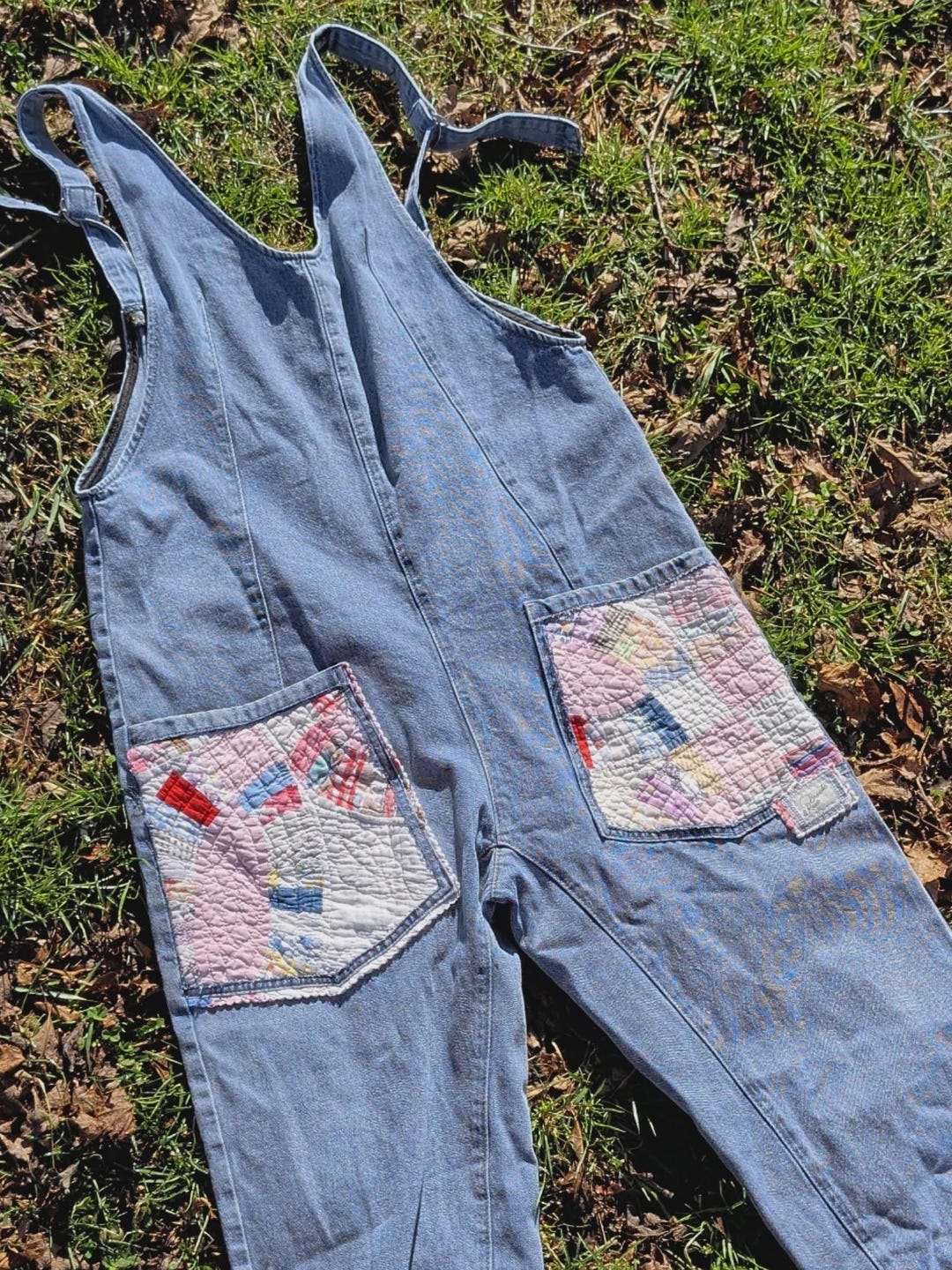 Rustic Overalls Reworked Baggy Overalls - Denim Cottagecore, Jumpsuit, Vintage Quilt ...