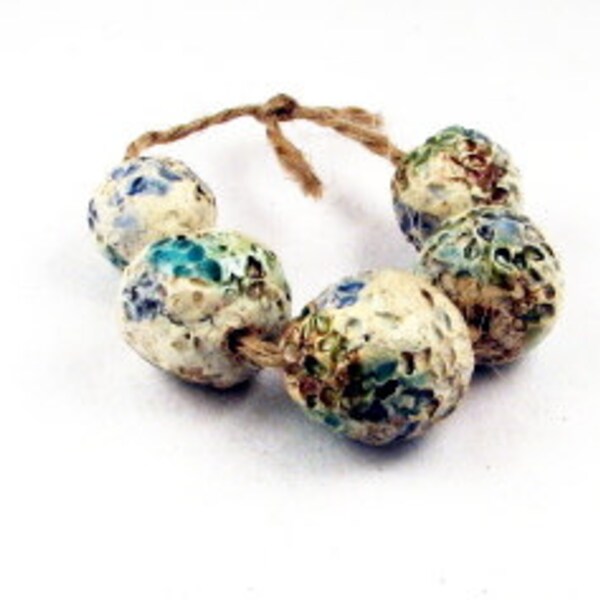 Summer's ready --  5 textured colourful ceramic beads