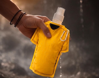 Collapsible Water Bottle in the Shape of a Soccer Jersey | Flexible Sports Canteen | Unique Gift for Soccer Fans and Athletes