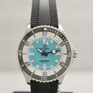 Vintage Breitling Super Ocean Chronometer Turquoise Dial Automatic Men&#39;s Watch. | Japan Automatic Movement Watch.