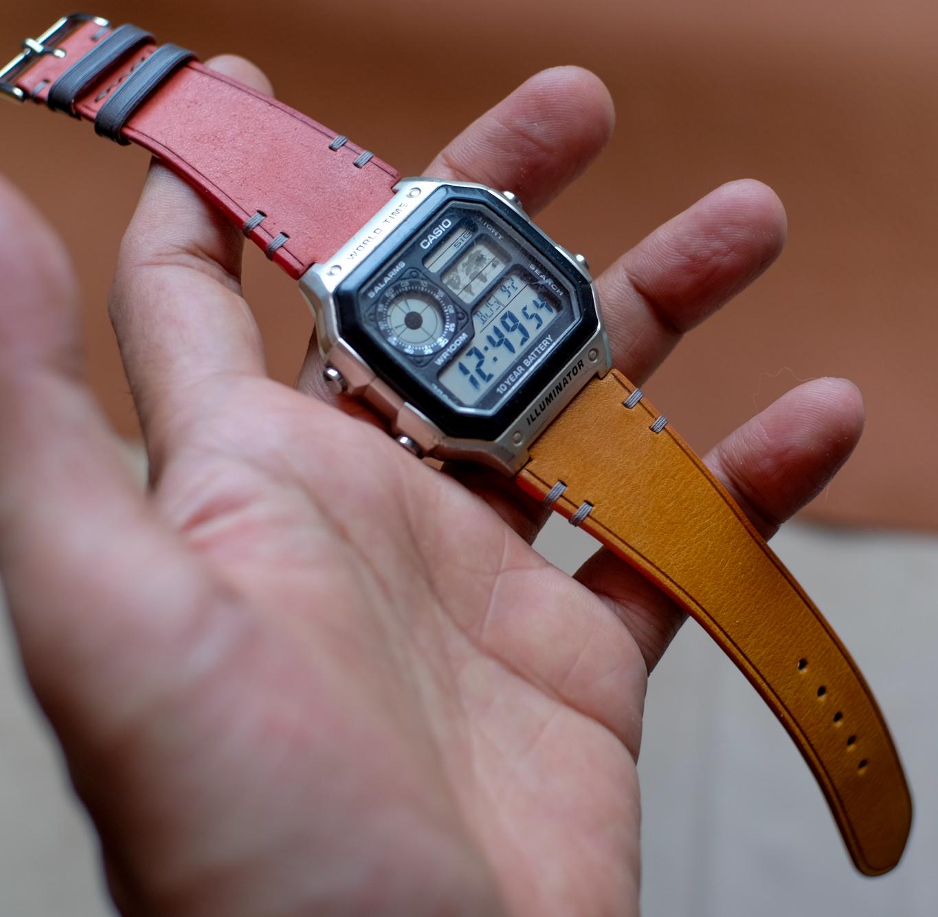 チープカシオ CASIO ワールドタイム AE-1200 メタルケース MOD バンド付き CASIO ワールドタイム AE-1200 メタルケース MOD