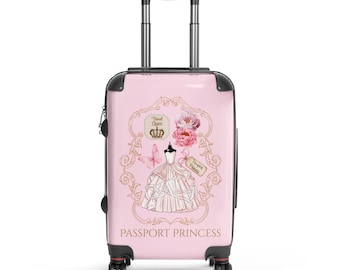 Passport Princess Suitcase | Travel Queen Luggage | Coquette Floral Carry-On | Pink Peony Regency Travel Bag | Luxury Vacation Gift