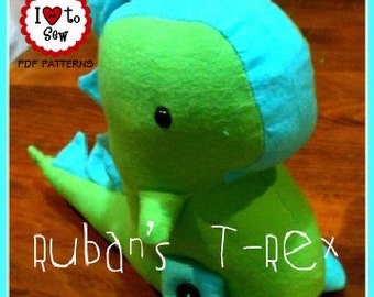 Ruban's T-Rex Softie Super Cute Easy to Make - Instant Download PDF Sewing Pattern