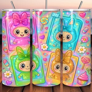 Pink Cartoon Character Tumbler Wrap PNG: 20oz Skinny Tumbler (Digital Download)