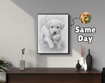 Boceto a lápiz personalizado a partir de una foto: dibujo digital de retrato, arte mural vintage dibujado a mano, boceto personalizado