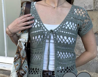 No-Sew Cardigan: Crochet Cardigan Pattern Lightweight Open Stitch Top (PDF Download)