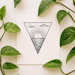 Sun Over Sea Tattoo | Simple Geometric Blackwork