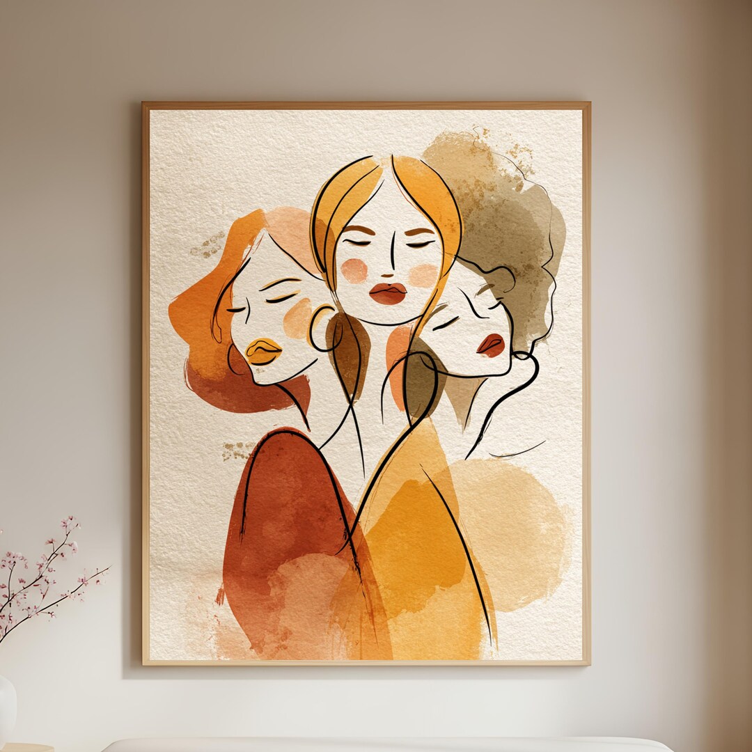 Minimalist Female Line Drawing Art Poster | Abstract Portrait Wall ...