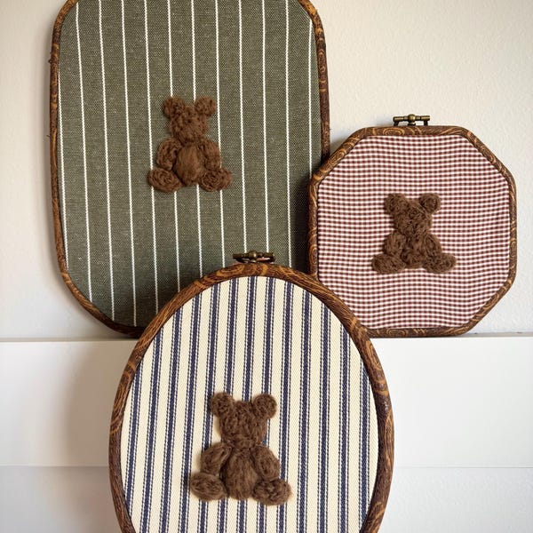 Handmade vintage teddy bear frame