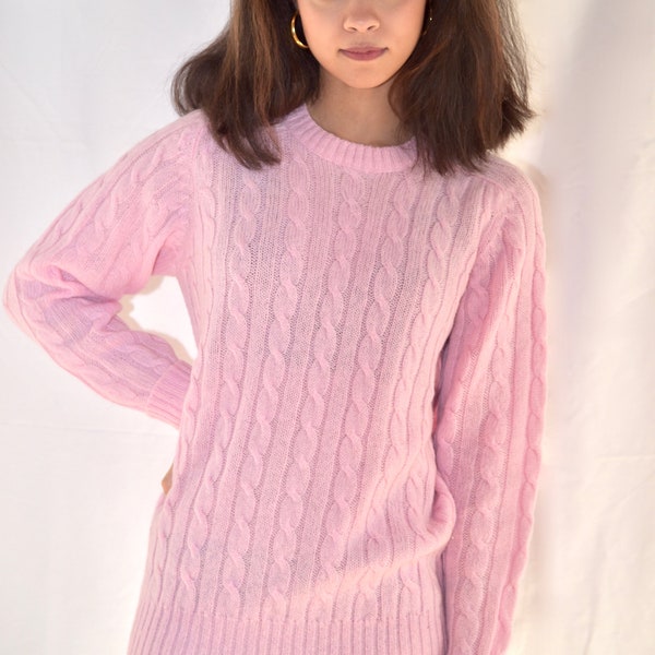 cable knit satin tie back sweater