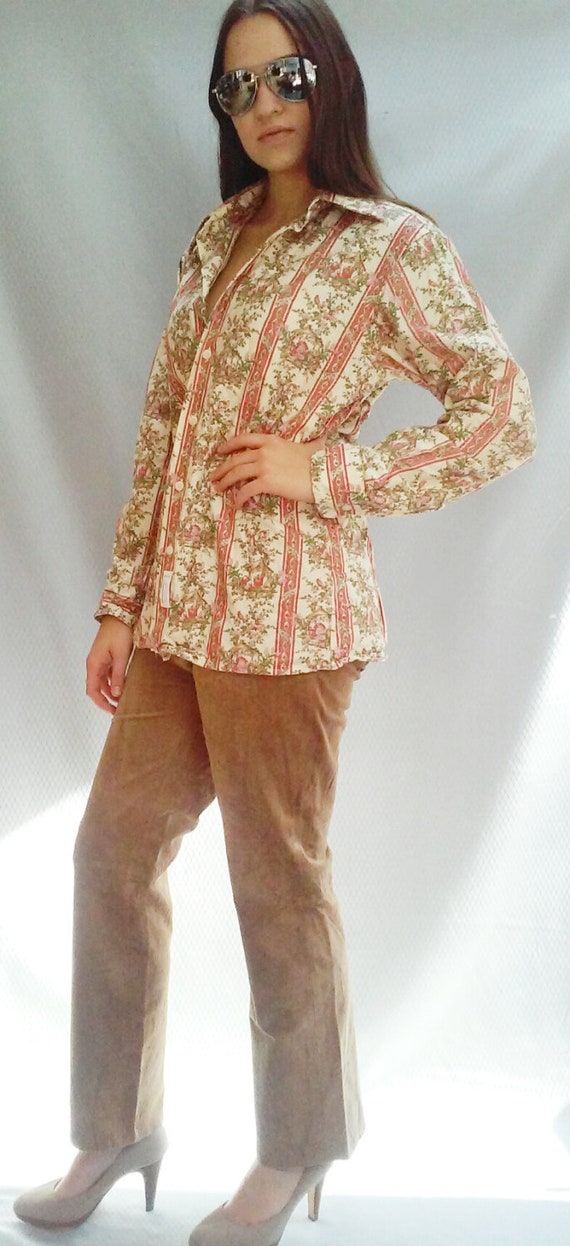 70s floral PAISLEY buttondown shirt / CHRISTIAN DI